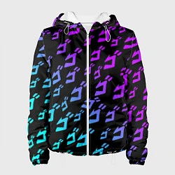 Куртка с капюшоном женская JOJOS BIZARRE ADVENTURE NEON PATTERN НЕОН УЗОР, цвет: 3D-белый