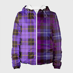 Куртка с капюшоном женская Purple Checkered, цвет: 3D-белый