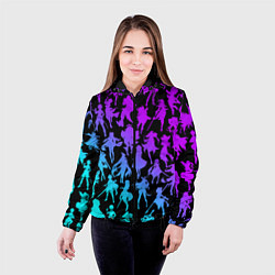 Куртка с капюшоном женская GENSHI IMPACT HEROES NEON НЕОНОВЫЙ УЗОР, цвет: 3D-черный — фото 2