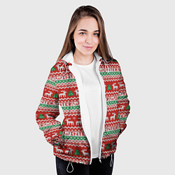 Куртка с капюшоном женская Deer Christmas Pattern, цвет: 3D-белый — фото 2