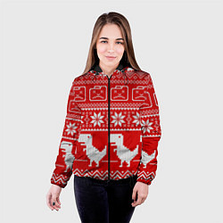 Куртка с капюшоном женская Вязаный принт, цвет: 3D-черный — фото 2