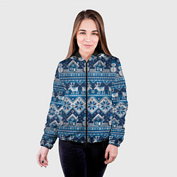 Куртка с капюшоном женская Christmas Pattern, цвет: 3D-черный — фото 2