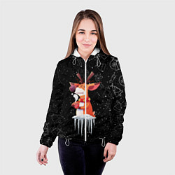 Куртка с капюшоном женская Новогодний Олень 2022, цвет: 3D-белый — фото 2