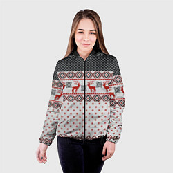 Куртка с капюшоном женская НОВОГОДНИЙ УЗОР, цвет: 3D-черный — фото 2