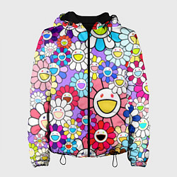 Куртка с капюшоном женская Цветы Takashi Murakami, цвет: 3D-черный