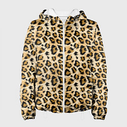 Куртка с капюшоном женская Пятна Дикого Леопарда, цвет: 3D-белый