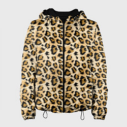 Куртка с капюшоном женская Пятна Дикого Леопарда, цвет: 3D-черный