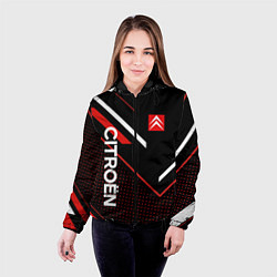 Куртка с капюшоном женская Citroen, Ситроен Полоски, цвет: 3D-черный — фото 2
