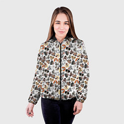 Куртка с капюшоном женская Разные Породы собаки, цвет: 3D-черный — фото 2