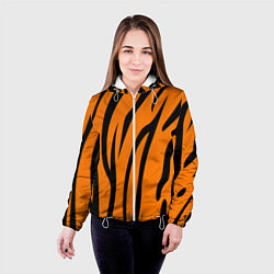 Куртка с капюшоном женская Текстура тиграtiger, цвет: 3D-белый — фото 2