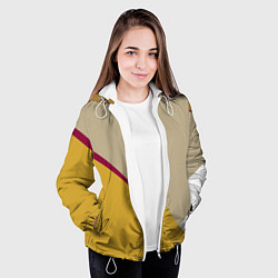 Куртка с капюшоном женская Линии На бежевом Фоне, цвет: 3D-белый — фото 2