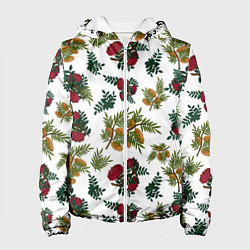 Женская куртка Зимний паттерн ветки рябины