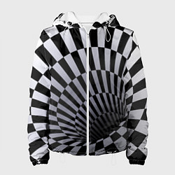 Куртка с капюшоном женская Оптическая Иллюзия, черно-белая, цвет: 3D-белый