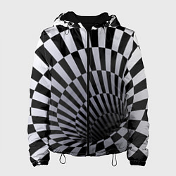 Куртка с капюшоном женская Оптическая Иллюзия, черно-белая, цвет: 3D-черный