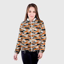 Куртка с капюшоном женская Рыболовный камуфляж из рыб, цвет: 3D-белый — фото 2