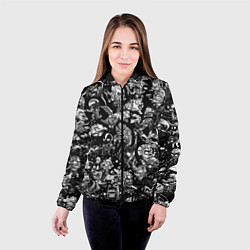 Куртка с капюшоном женская DOTA 2 ВСЕ ПЕРСОНАЖИ ЧЁРНО БЕЛЫЙ, цвет: 3D-черный — фото 2