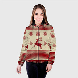 Куртка с капюшоном женская Семейный Новый Год, цвет: 3D-черный — фото 2