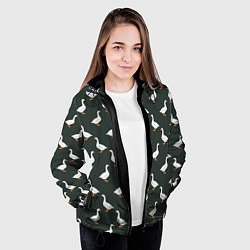 Куртка с капюшоном женская Гуси паттерн, цвет: 3D-черный — фото 2