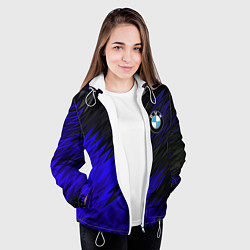 Куртка с капюшоном женская БМВ АБСТРАКЦИЯ СИНЯЯ GEOMETRY STRIPES LINE, цвет: 3D-белый — фото 2