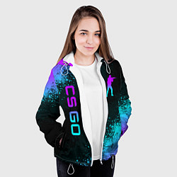 Куртка с капюшоном женская CS GO NEON SYMBOL STYLE SKIN КС ГО НЕОН, цвет: 3D-белый — фото 2