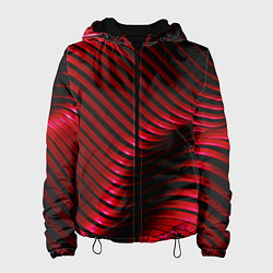 Куртка с капюшоном женская Волны красного металла, цвет: 3D-черный