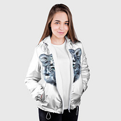 Куртка с капюшоном женская Взгляд белого тигра, цвет: 3D-белый — фото 2