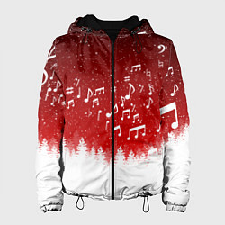 Куртка с капюшоном женская МУЗЫКАЛЬНАЯ НОВОГОДНЯЯ НОЧЬ 2022 НОВЫЙ ГОД, цвет: 3D-черный