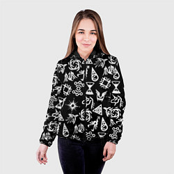 Куртка с капюшоном женская EXO BAND SYMBOL PATTERN WHITE K-POP, цвет: 3D-черный — фото 2