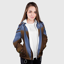 Куртка с капюшоном женская Орхидея в коричневом Абстракция 541-2-p3-5 Дополне, цвет: 3D-белый — фото 2