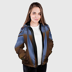 Куртка с капюшоном женская Орхидея в коричневом Абстракция 541-2-p3-5 Дополне, цвет: 3D-черный — фото 2