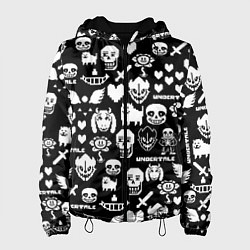 Куртка с капюшоном женская UNDERTALE PATTERN БЕЛЫЙ, цвет: 3D-черный