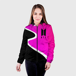 Куртка с капюшоном женская K-pop БТС Логотип, цвет: 3D-черный — фото 2