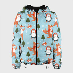 Женская куртка Лисята и пингвины Новый год 2022