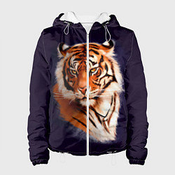 Куртка с капюшоном женская Грозный Тигр Символ 2022 Года Tiger Beast, цвет: 3D-белый