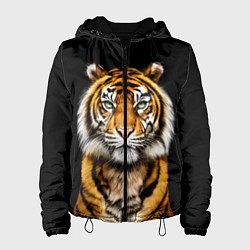 Куртка с капюшоном женская Пушистый Тигр Во Тьме Символ 2022 года, цвет: 3D-черный