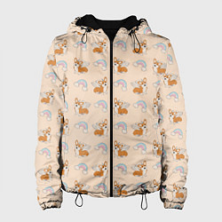 Женская куртка Корги - единороги паттерн