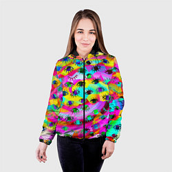 Куртка с капюшоном женская Психоделические взгляды, цвет: 3D-черный — фото 2
