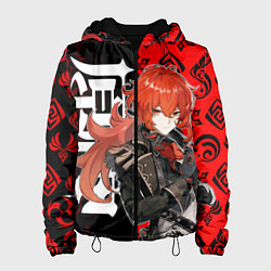 Куртка с капюшоном женская DILUC ДИЛЮК КРАСНЫЙ, цвет: 3D-черный