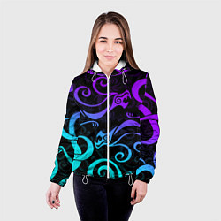 Куртка с капюшоном женская НЕОНОВОЕ ТАТУ ДРАКЕНА УЗОР, цвет: 3D-белый — фото 2