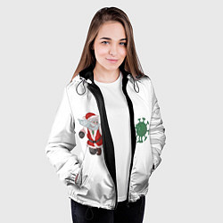 Куртка с капюшоном женская Дед Мороз Против Вируса, цвет: 3D-черный — фото 2