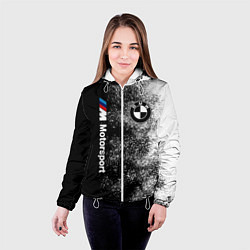Куртка с капюшоном женская БМВ Черно-белый логотип, цвет: 3D-белый — фото 2