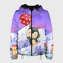 Женская куртка Новогодний пингвин с шариком