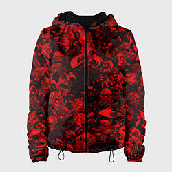 Куртка с капюшоном женская DOTA 2 HEROES RED PATTERN ДОТА 2, цвет: 3D-черный