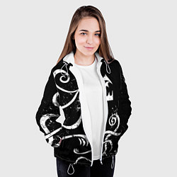 Куртка с капюшоном женская ТАТУИРОВКА ДРАКЕНА WHITE AND BLACK, цвет: 3D-белый — фото 2