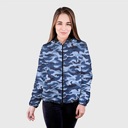 Куртка с капюшоном женская Синий Камуфляж Camouflage, цвет: 3D-черный — фото 2