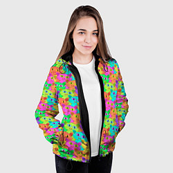 Куртка с капюшоном женская Красочные Котики, цвет: 3D-черный — фото 2