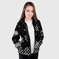 Куртка с капюшоном женская Чёрный клевер снежинки, цвет: 3D-черный — фото 2