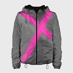 Куртка с капюшоном женская Коллекция Get inspired! Pink cross Абстракция Fl-4, цвет: 3D-черный