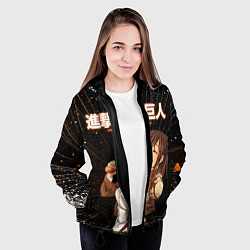 Куртка с капюшоном женская Саша Атака Титанов в Моменте, цвет: 3D-черный — фото 2