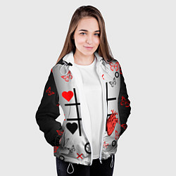 Куртка с капюшоном женская Крестики нолики сердцами, цвет: 3D-белый — фото 2